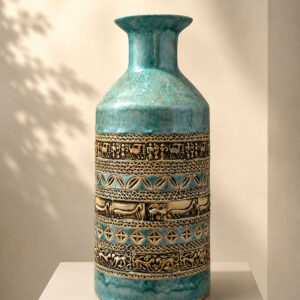 TURQUOISE VASE WITH ARMENIAN ORNAMENTS